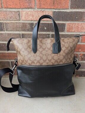 🖤EUC Coach Graham F272528 Signature Monogram Foldover Leather Messenger Bag